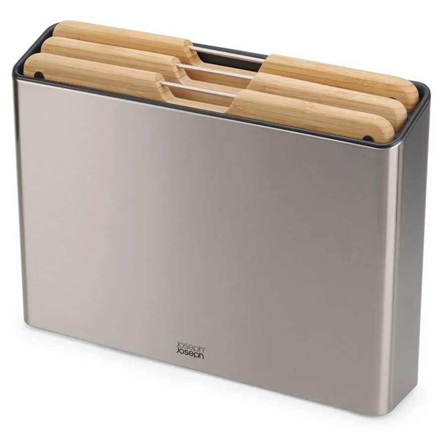 Schneidebrett Joseph Joseph Braun/Silber Bambus/Edelstahl 8.5 cm 38 cm - Farbe: silber-braun - Material: Edelstahl/Bambus