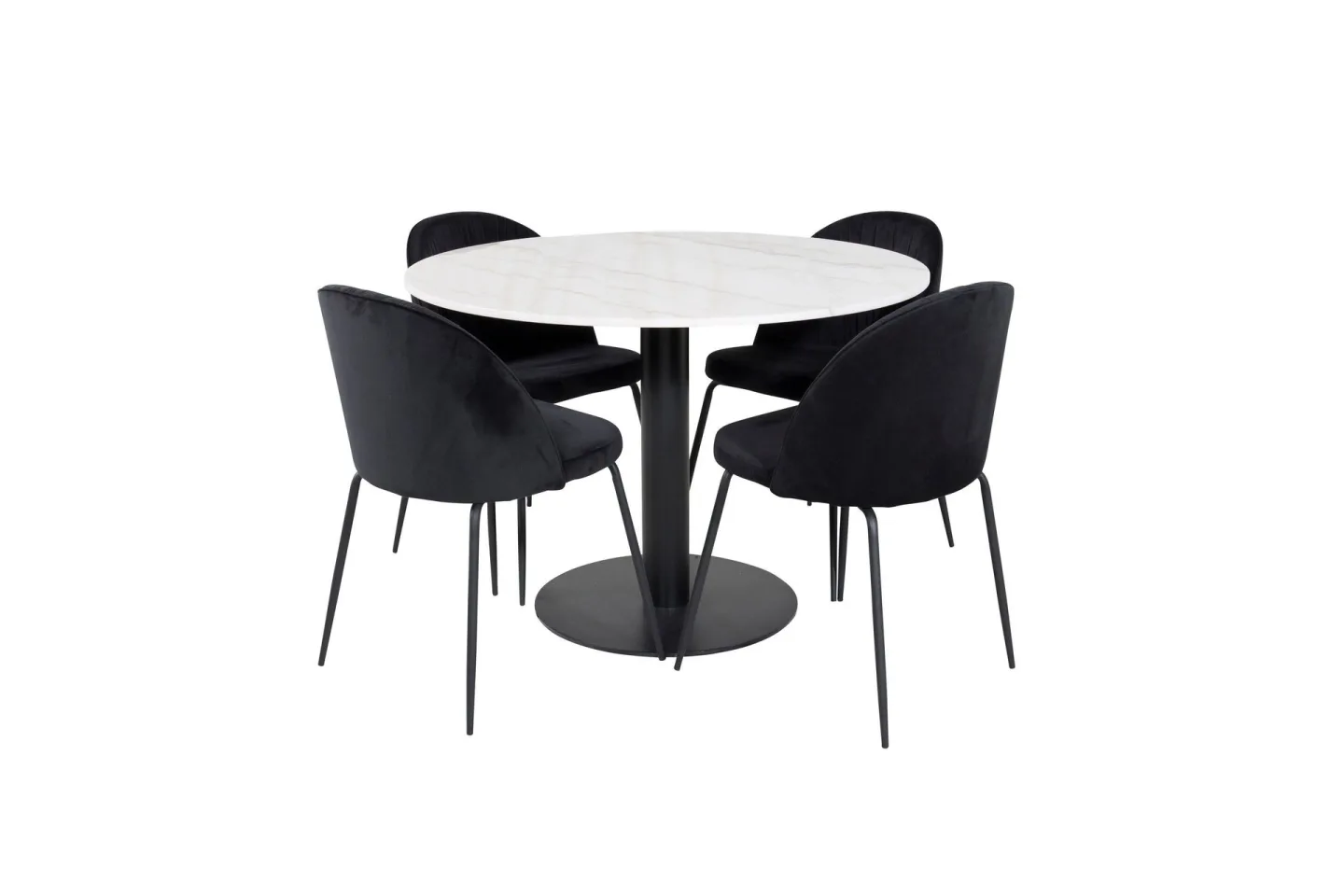 Estelle Matgrupp 106 cm Rund med 4 Wrinkles stolar - Svart