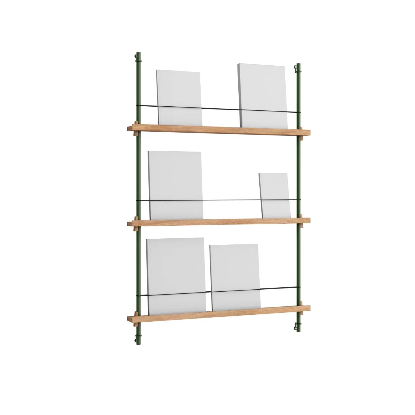 MOEBE Magazine Shelving Zeitungsständer Eiche-pine green, 85x115x7 cm, MS.115.1