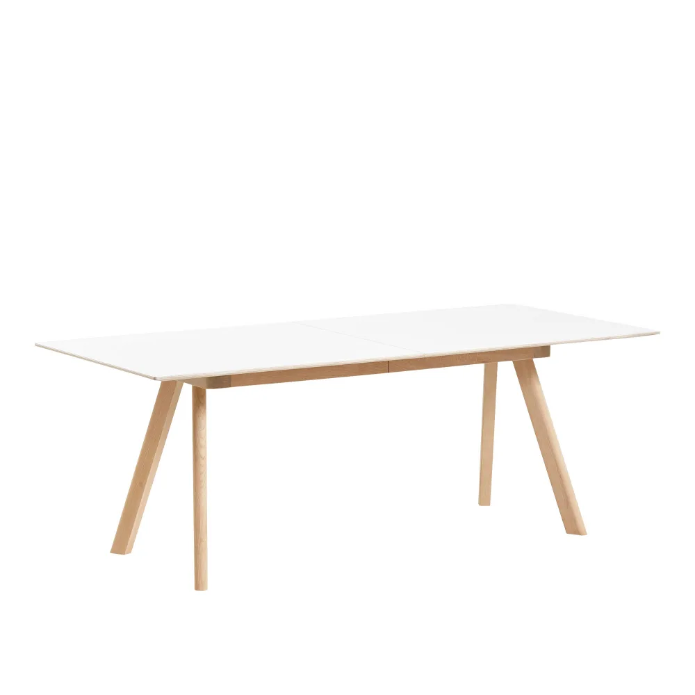 HAY - CPH30 2.0 Extendable Table Lacquered Oak Frame L200 X W90 X H74 White Laminate Tabletop Lacquered Edge - Matbord - Ronan & Erwan Bouroullec - Vit - Trä