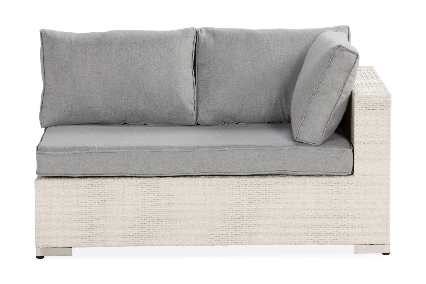 Bahamas Vänstermodul utomhus 140 cm i konstrotting - Vit / Ljusgrå dynor