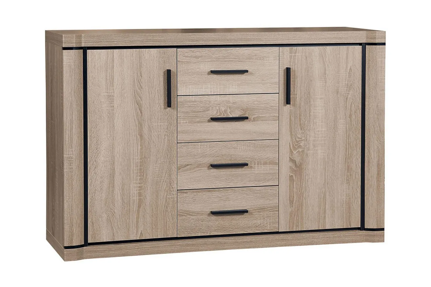 Dallas Skänk 137x43,5x91 cm LED-belysning - Beige/Grå