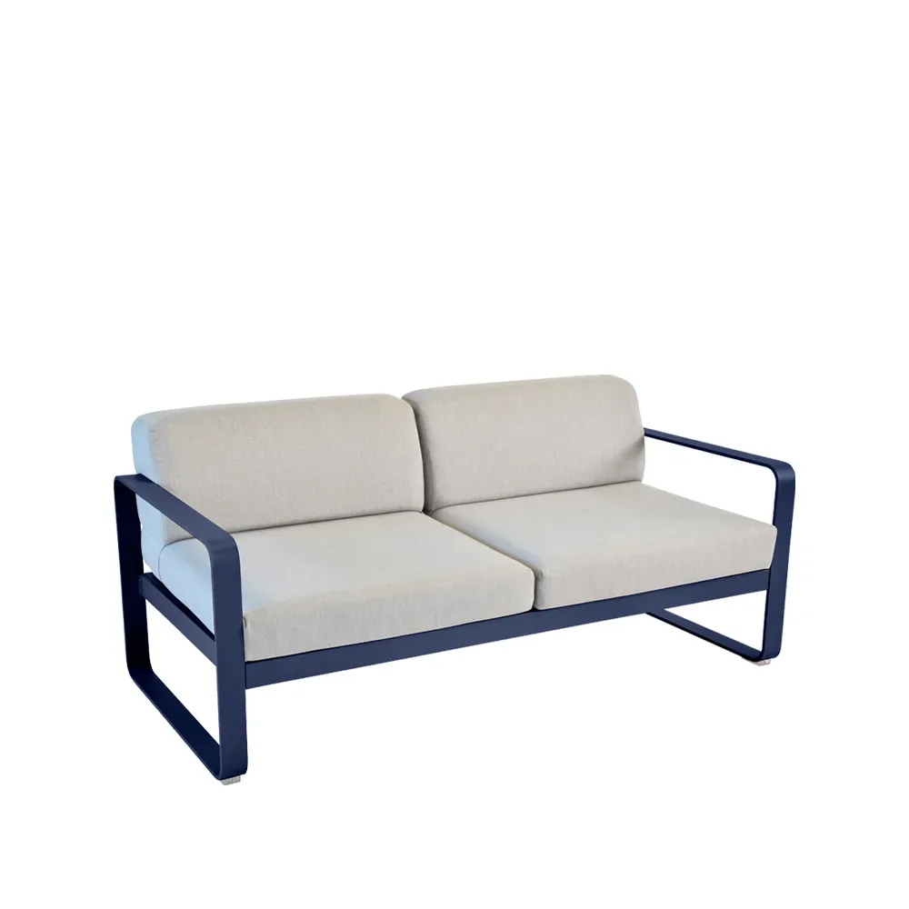 Fermob Bellevie 2-sits soffa Deep blue (blå), flannel grey dyna