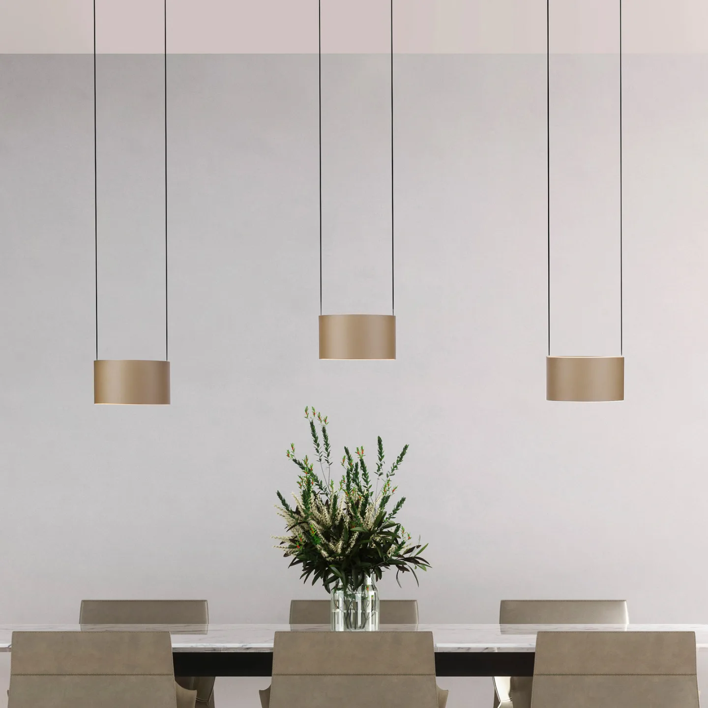 Clipse LED-Hängelampe bronze, Länge 110cm, CCT, 6-flg - PURE - Wohnzimmer - Modern - Metall - Mehrflammig