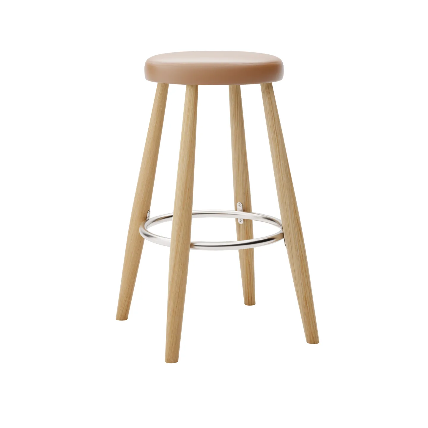 Carl Hansen - CH58 Low Stool, Oljad Ek, Lädergrupp B Thor - 307 - Barstolar - Hans J. Wegner - Träfärgad - Läder/Metall/Trä