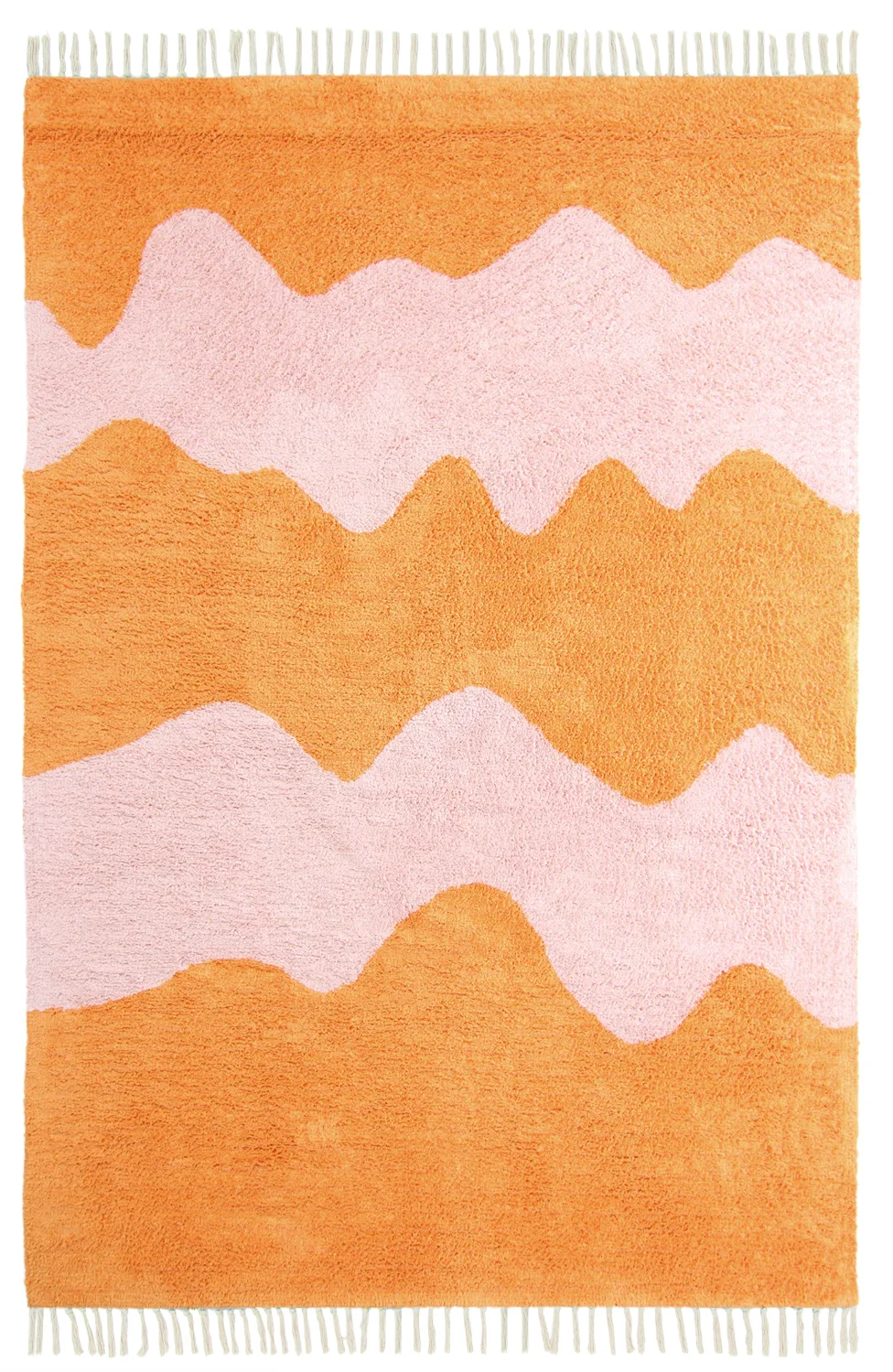 Ryetepper - Amira Natural Cotton Shaggy (oransje/rosa) (Størrelse: 160 x 230 cm)
