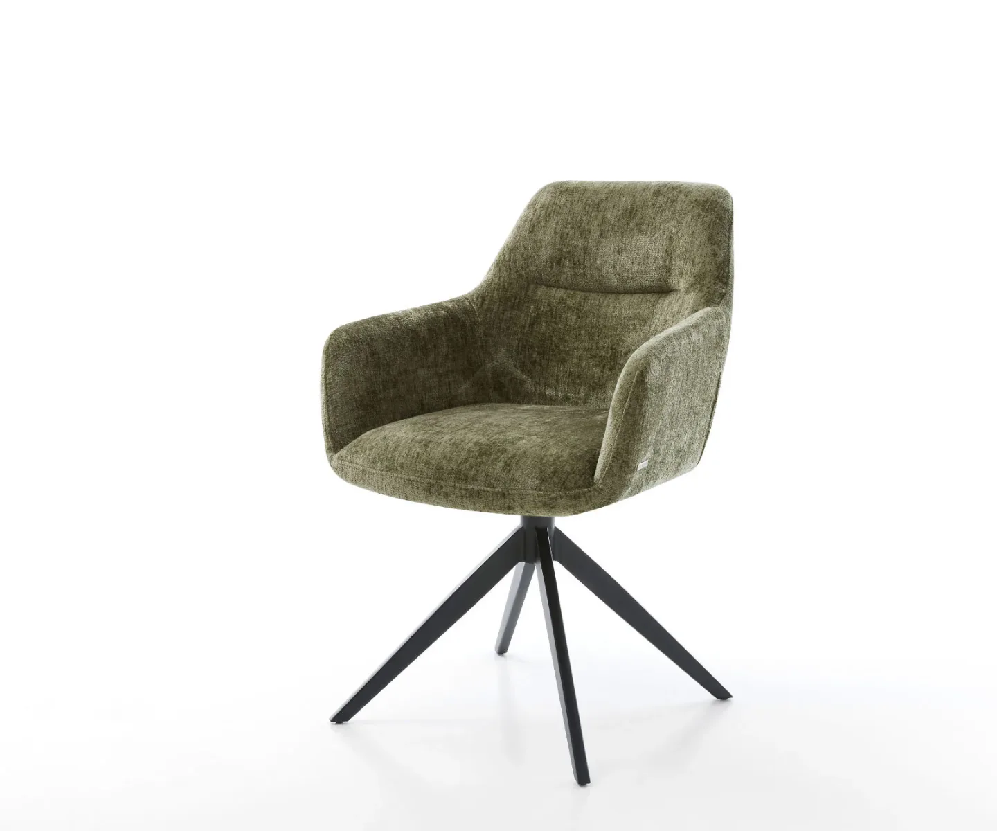 Drehstuhl Pejo-Flex Chenille Olive Kreuzgestell breit Schwarz 360° drehbar Wippfunktion Taschenfederkern