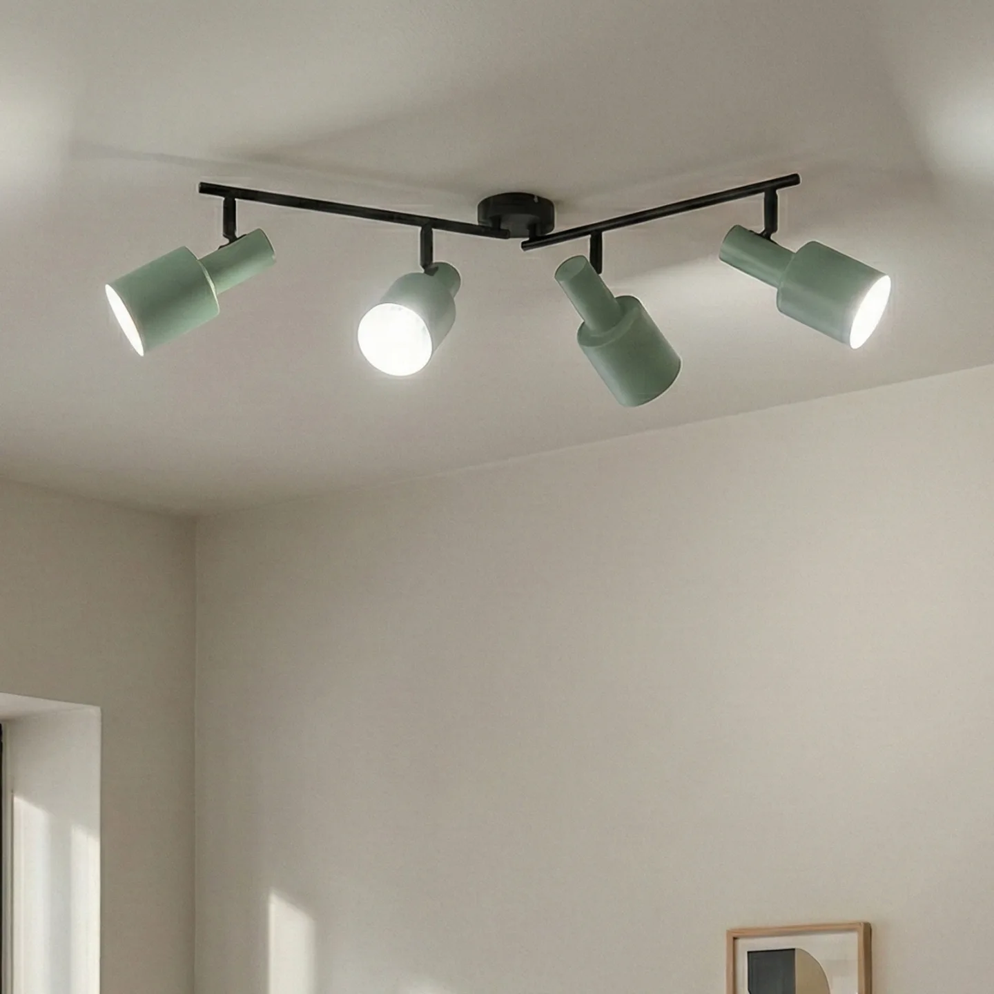 Ovelia 4 Loftlampe Green/Black - Lindby - Stue - Moderne - Metal - Med flere lyskilder