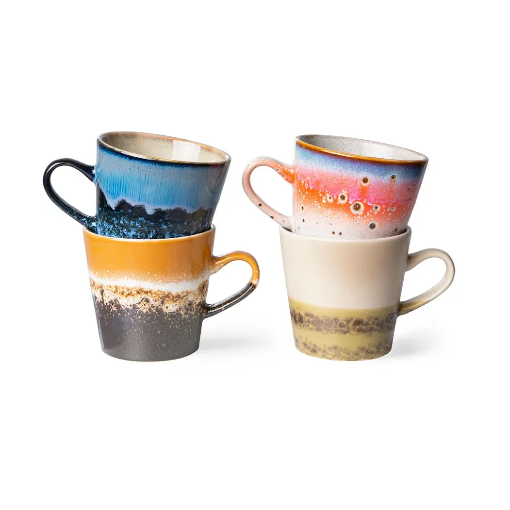 HKliving 70's ceramics Americano Tasse 4er-Pack 26 cl Pegasus