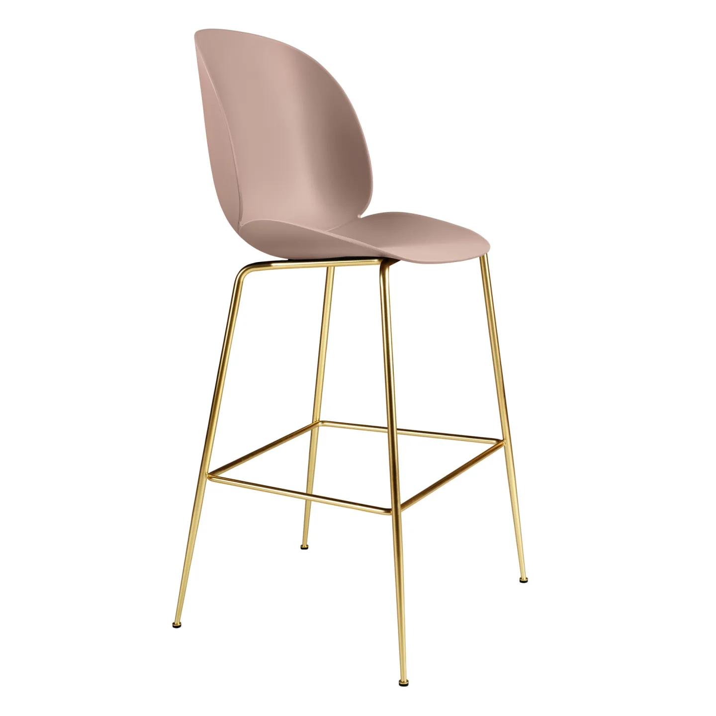 Gubi - Beetle Bar Chair Un-upholstered, Conic Base Brass, Sweet Pink Shell, - Barstolar - GamFratesi - Rosa - Metall/Plast