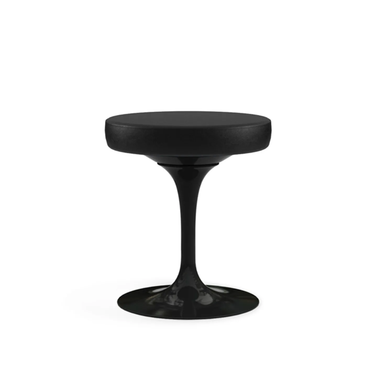 Knoll - Saarinen Tulip Stool, Svart underrede, Läder: Kat. W - Velluto Pelle - VPBLK - Pallar - Eero Saarinen - Svart - Läder/Metall