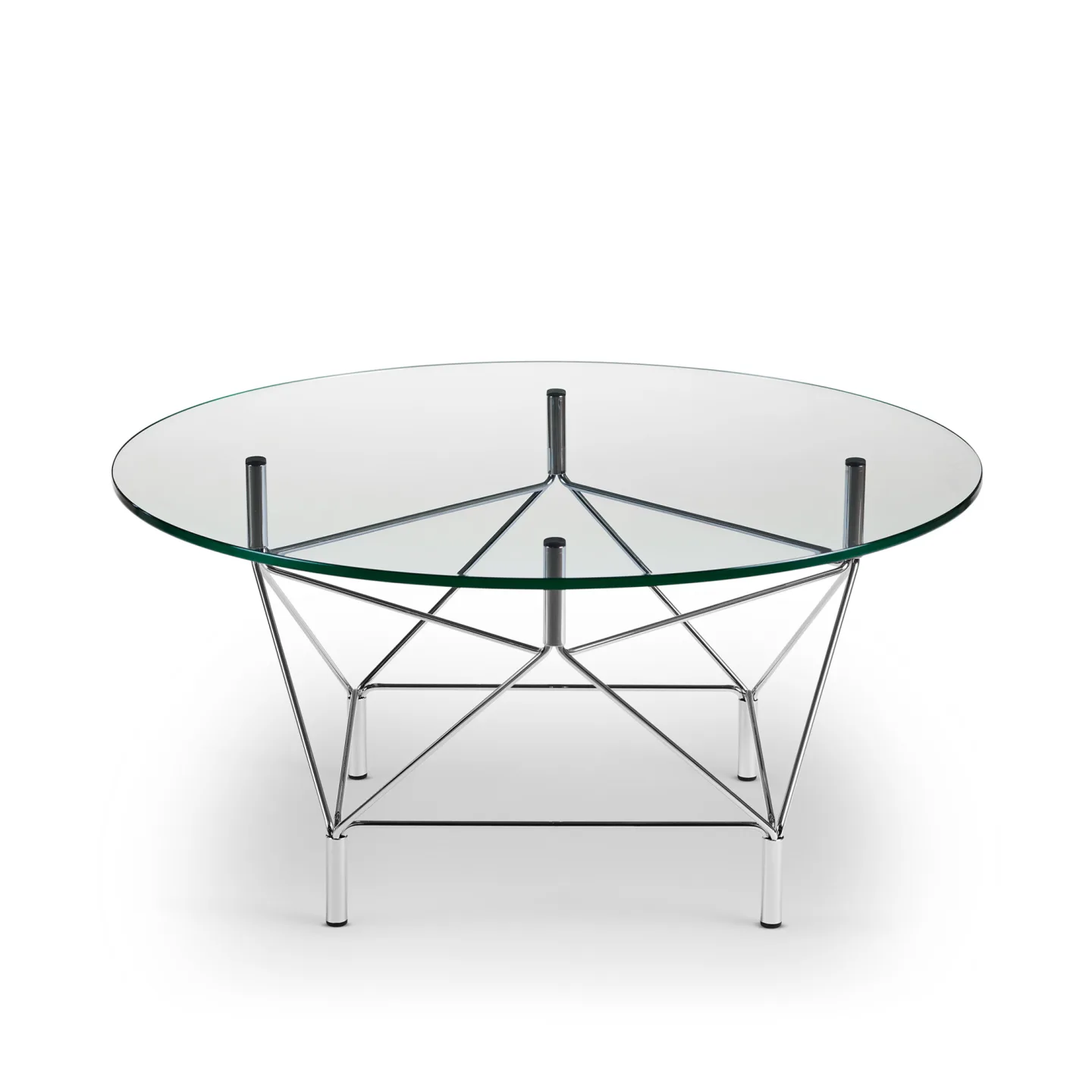 Eilersen - Spider Soffbord Ø90 cm, Bordskiva Klar Glas, Blankt Förkromat Stålunderrede, Höjd 42 cm - Soffbord - Andreas Hansen - Silver - Glas/Metall