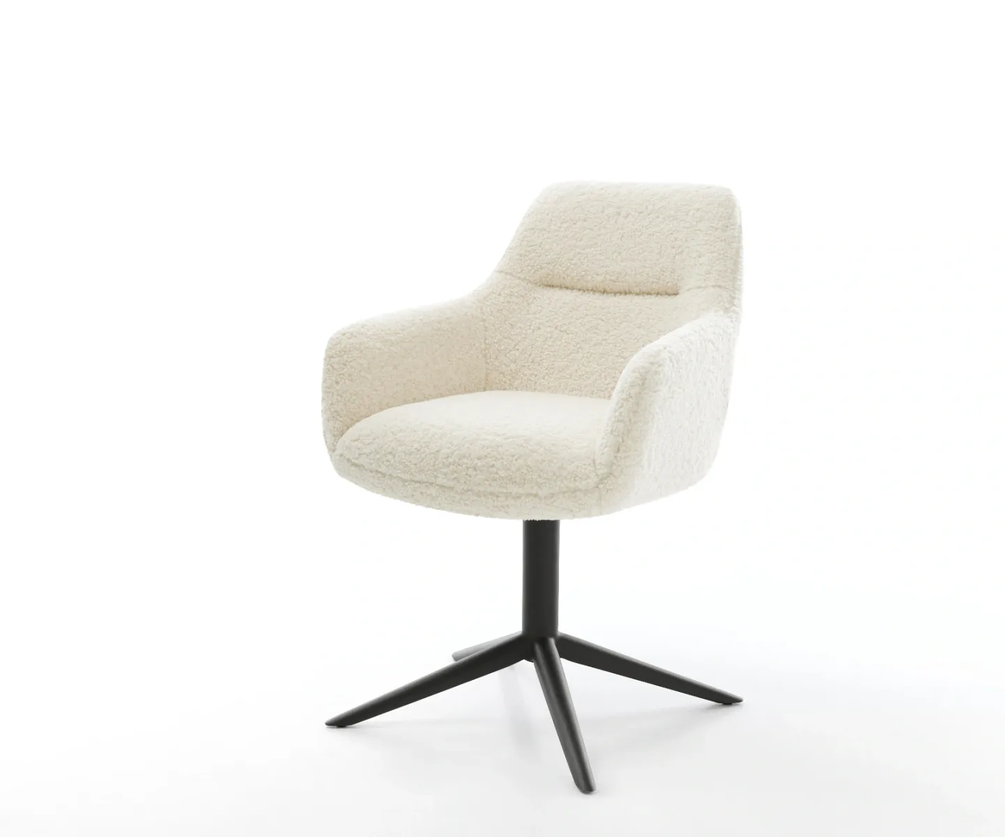 Drehstuhl Pejo-Flex Teddystoff Beige Fußkreuz Schwarz 360° drehbar Wippfunktion Taschenfederkern