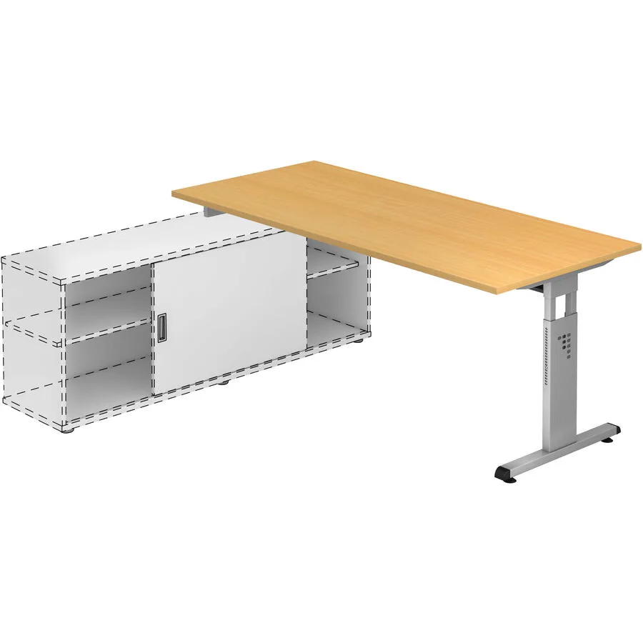 Anbauschreibtisch Office silber Holzwerkstoff B 180 T 80 cm