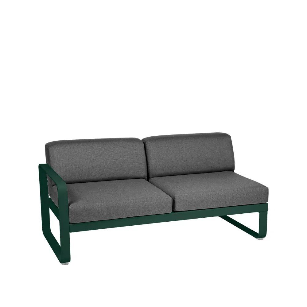 Fermob Bellevie Left modulsoffa 2-sits Cedar green (grön), graphite grey dyna