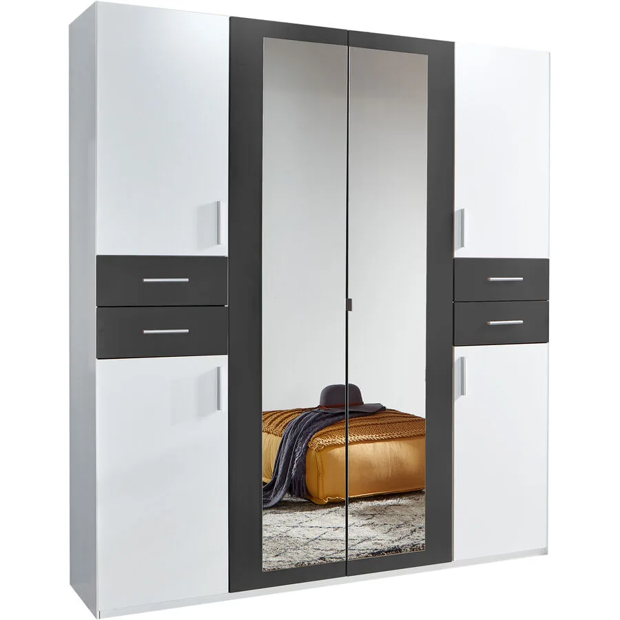 Kleiderschrank Vasquez Weiss/graphit Holzwerkstoff B 180 cm