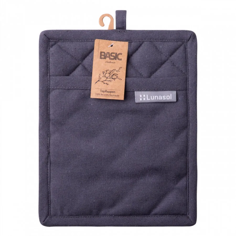Sola Topflappen Basic Ambiente stahlgrau Recycelte Baumwolle 19 x 24 cm