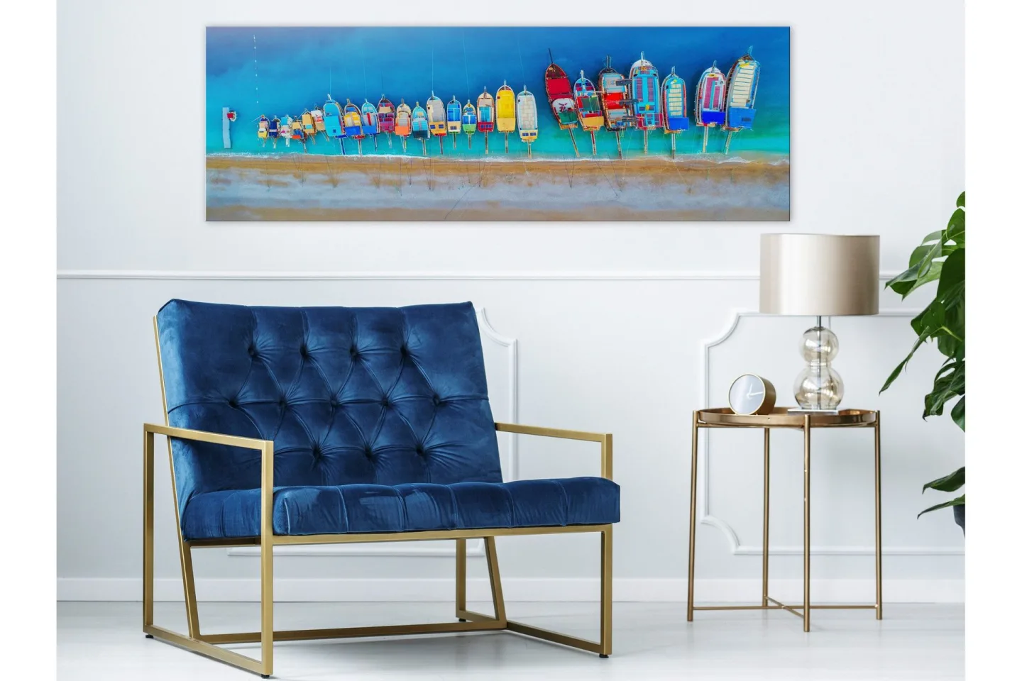 Tavla Colourful Boats (1 Part) Narrow 120x40 -