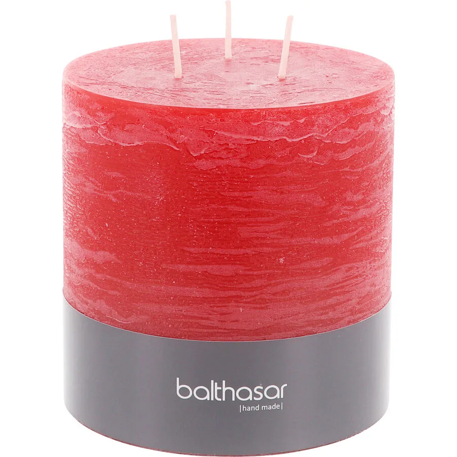 Balthasar Kerze Rustico rot H12 cm D12 cm, Brenndauer 80h - Material: Wachs