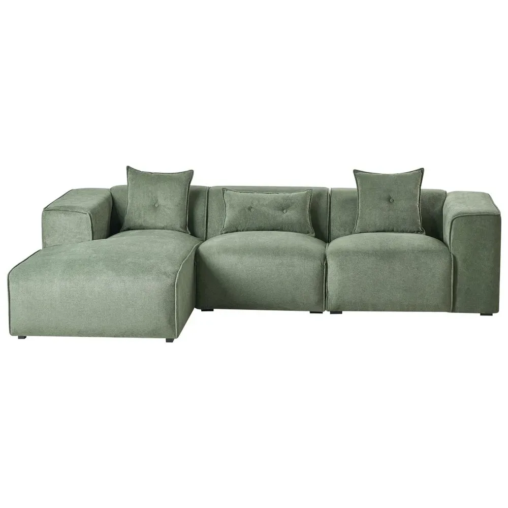 3-sits soffa Dolva - Grön, Svart/Högervänd/Chenille