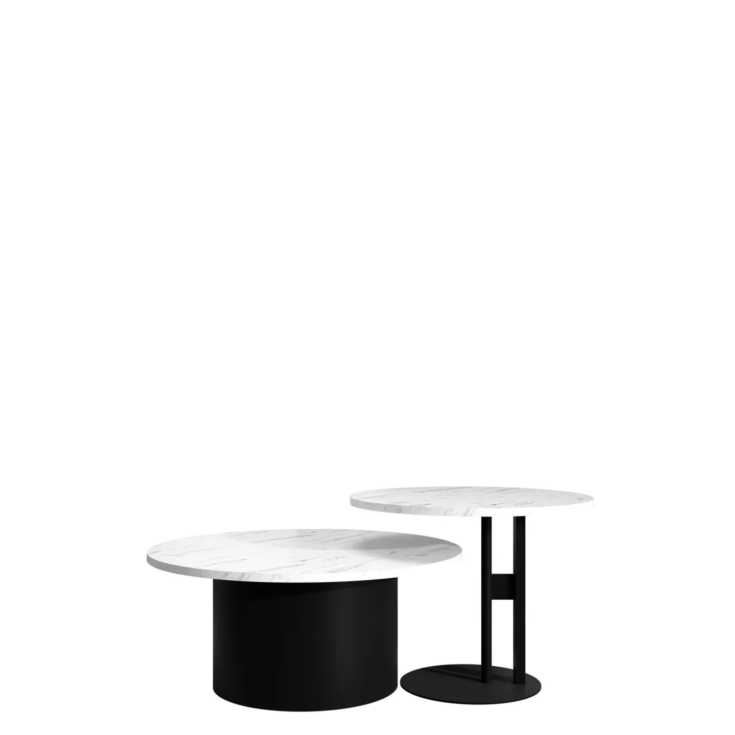 Lorvyn Satsbord rund 58/75 cm - Svart, vit marmor