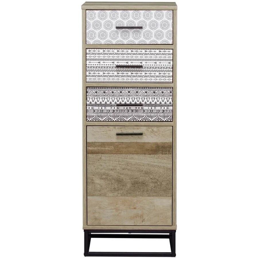 Kommode Post natur, weiss/blau MDF mit Dekorfolie B 39.5 H 106 cm