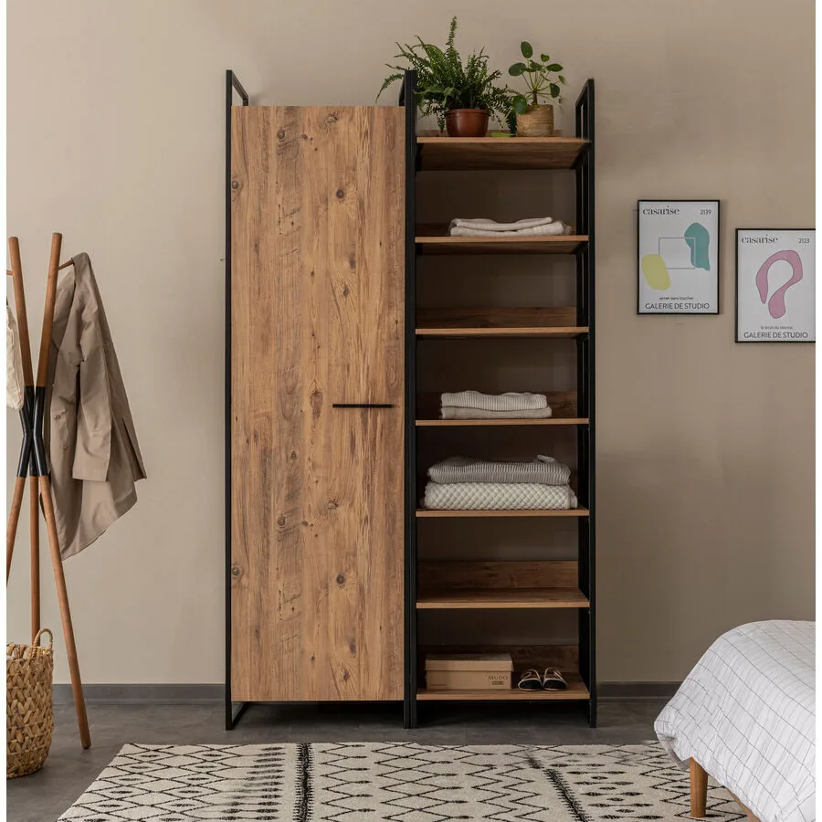 Kleiderschrank Uyumak Kiefer Melamin B 64 cm
