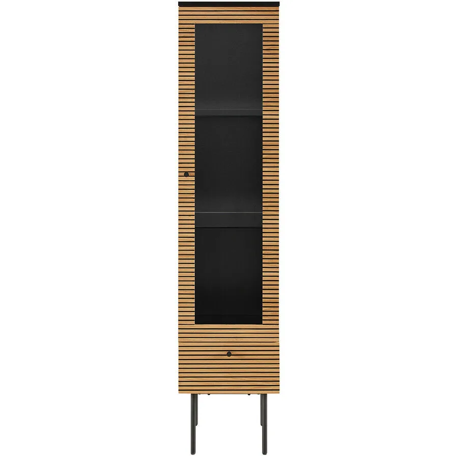 Vitrine Nella natur/schwarz MDF/Eiche Echtholzfurnier B 40 H 179 cm