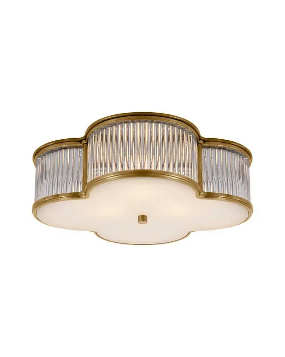 Basil 17" Flush Mount Natural Brass/Clear Rods