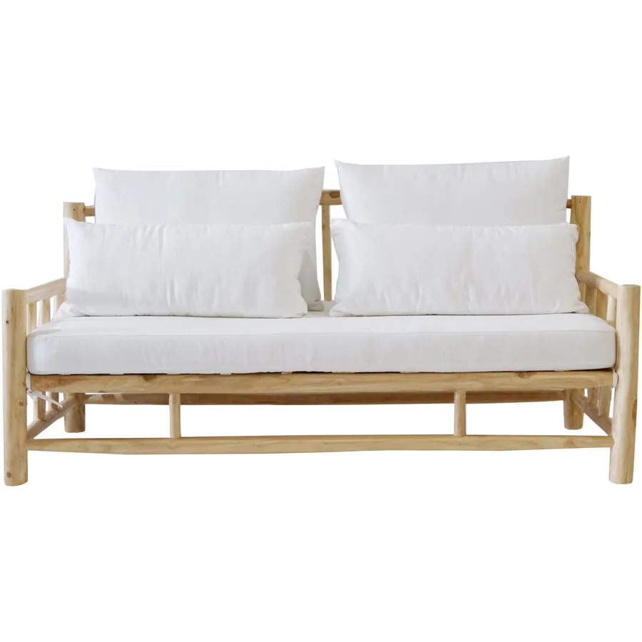 Gartenlounge Garda natur/weiss Teak/Stoff 2 B 180 T 90 cm