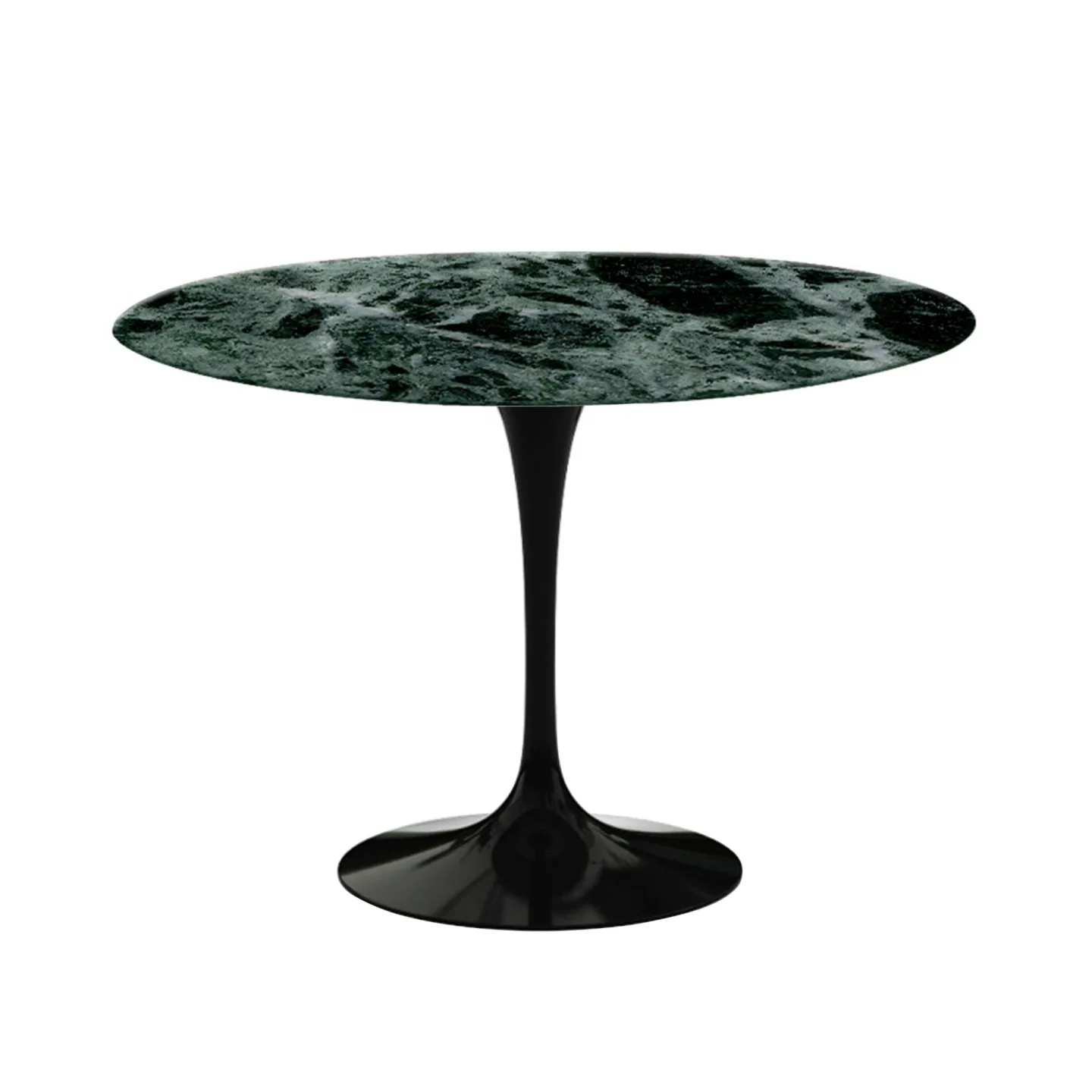 Knoll - Saarinen Round Table - Matbord, Ø 107 cm, Svart underrede, skiva i matt grön Alpi marmor - Matbord - Eero Saarinen - Grön - Metall/Sten