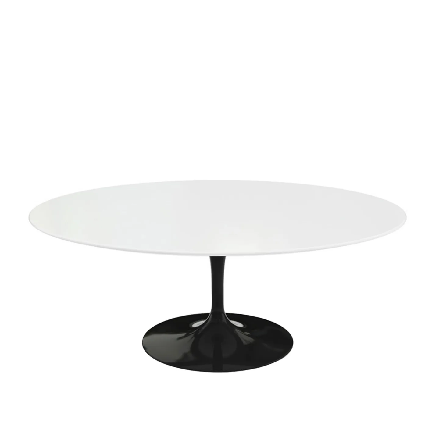 Knoll - Saarinen Low Round Table For Outdoor, H: 38 cm, Ø 107 cm, Svart underrede - Soffbord utomhus - Eero Saarinen - Vit - Metall/Plast