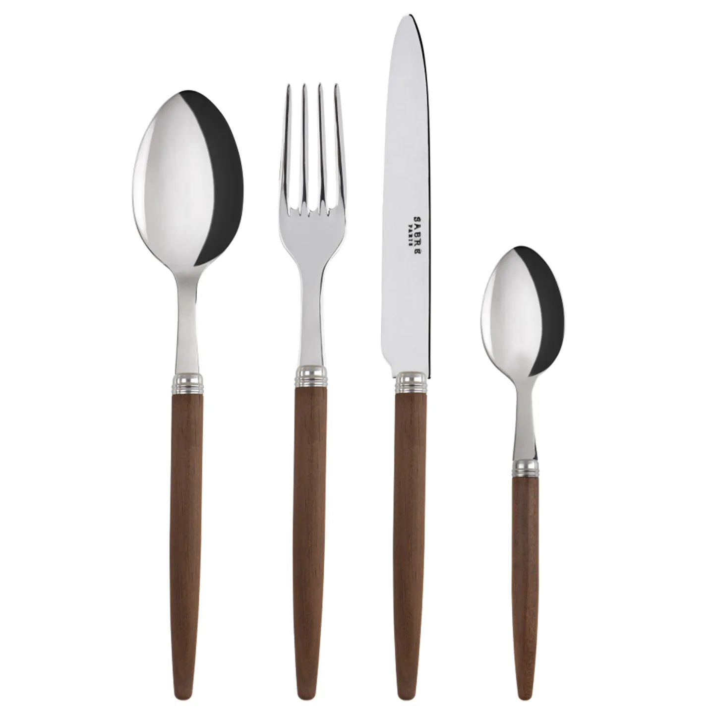 Sabre Paris - Jonc / 4 Pieces Cutlery Set / Dark Wood - Bestickset