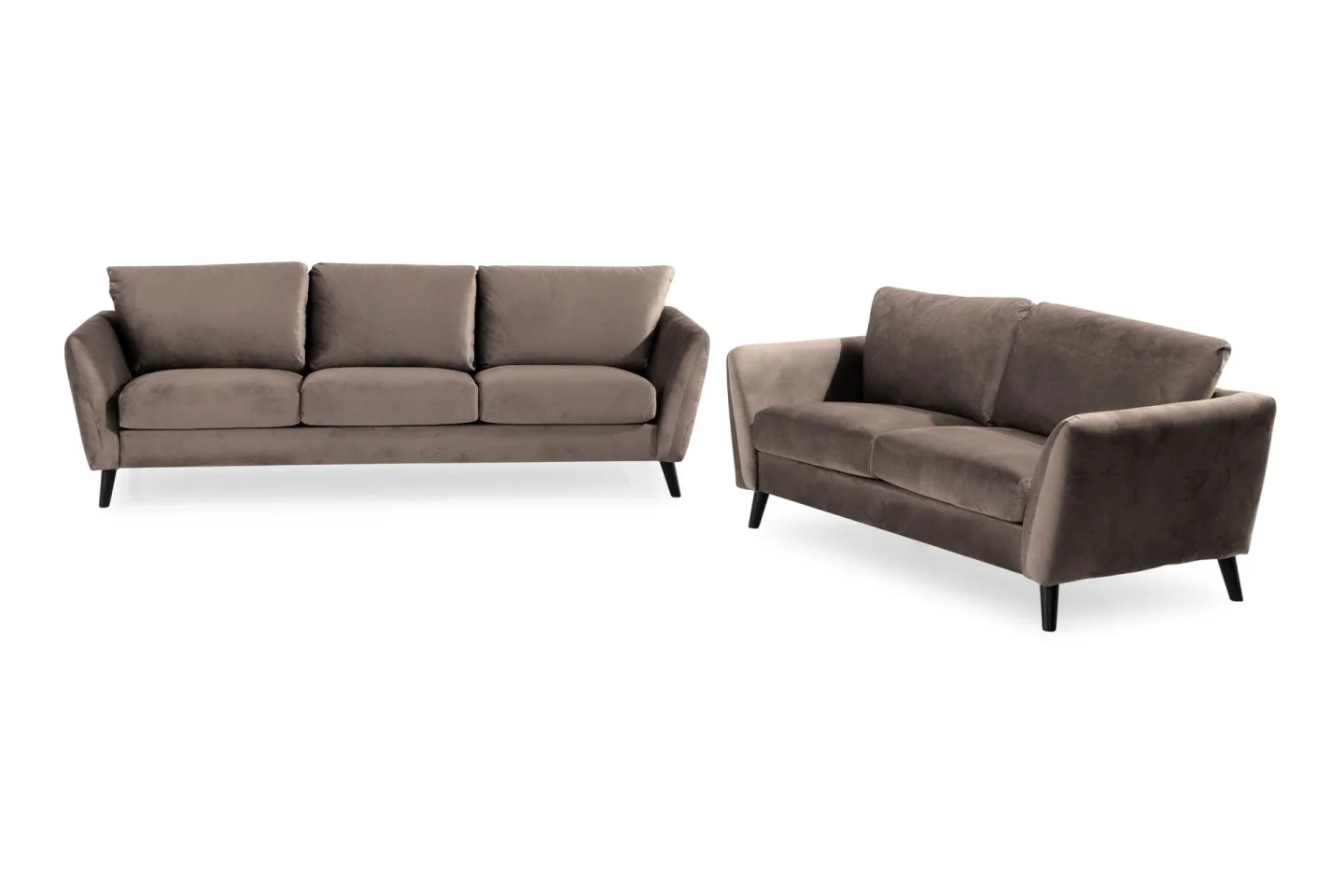Trend Soffgrupp 3-sits + 2-sits Sammetssoffa - Brun