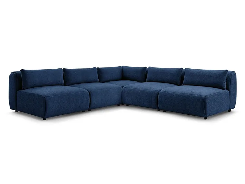 Ecksofa BOBOCHIC JEANNE Stoff mit Textur dunkelblau