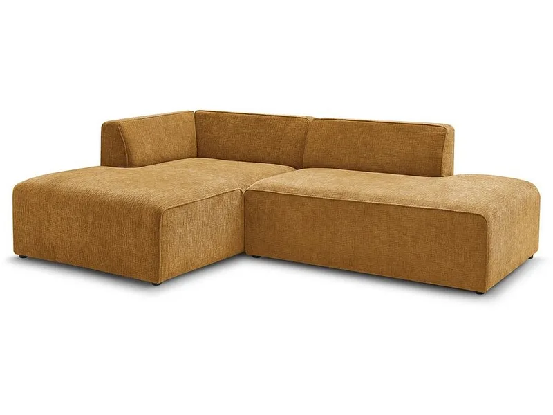 Ecksofa BOBOCHIC MEGEVE Stoff mit Textur gelb