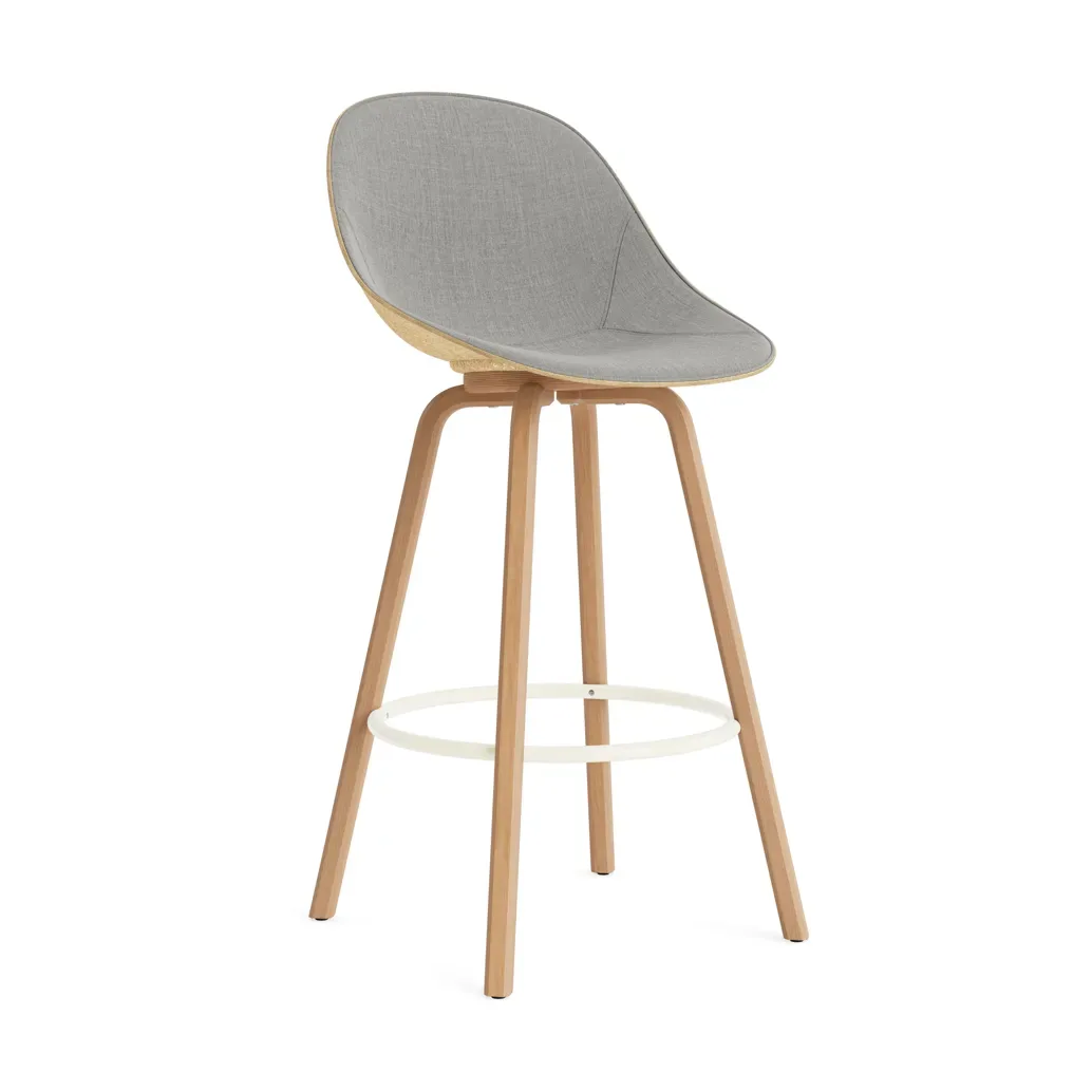 Normann Copenhagen Mat Barstool Barhocker mit Vorderpolsterung, 75 cm Remix 133-hemp-beech-cream steel