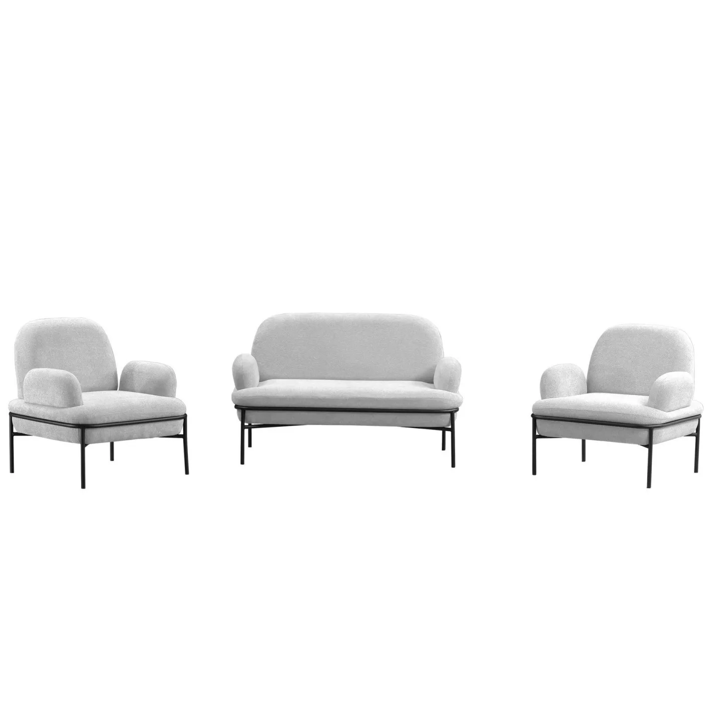 Zyricus Soffgrupp 2-sits Soffa + 2 Fåtöljer Teddy - Vit