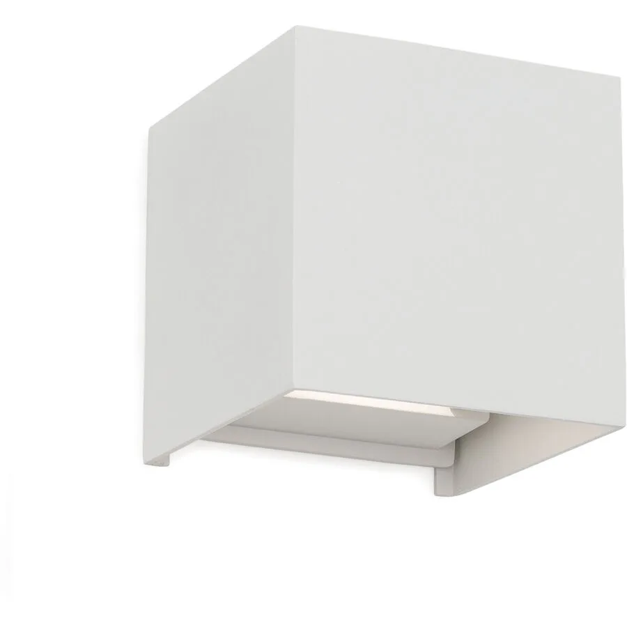 Wandlampe aussen Cube Weiss Aluminium 10 cm 10 cm - Material: Aluguss - Lichtfarbe: Warmweiss