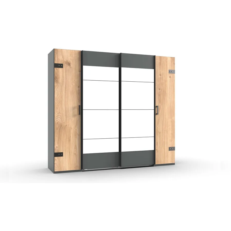 Kleiderschrank Jasmin Eiche/graphit Holzwerkstoff B 227 cm