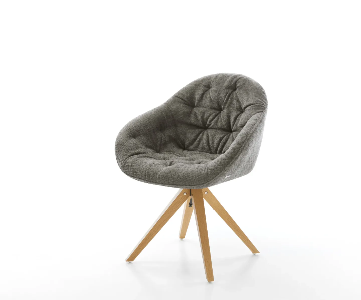 Drehstuhl Gaio-Flex Bouclé Soft Schlamm Holzgestell kantig Natur 360° drehbar