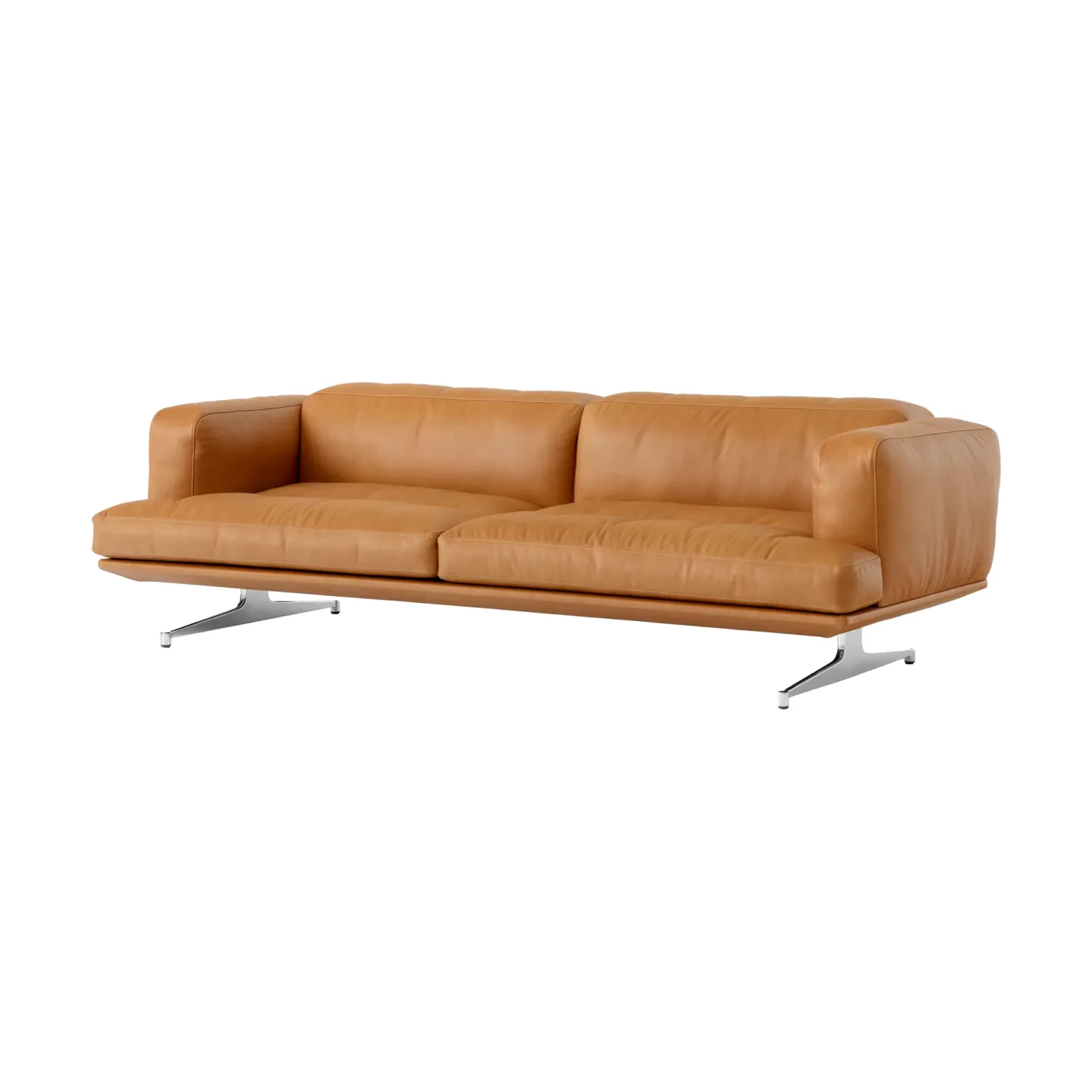 &Tradition Inland AV23 3-sits soffa Noble läder cognac-polished alu