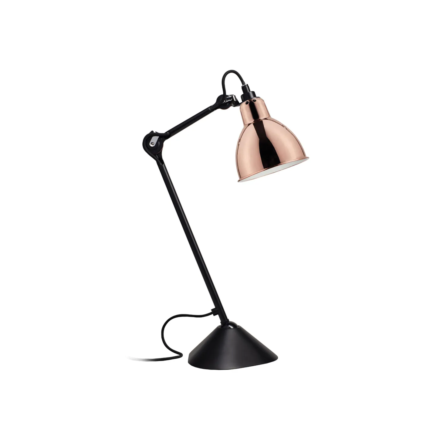 DCWéditions - Lampe Gras No205 - Round - Svart bas, Koppar med vit insida - Bordslampor - Bernard-Albin Gras - Koppar
