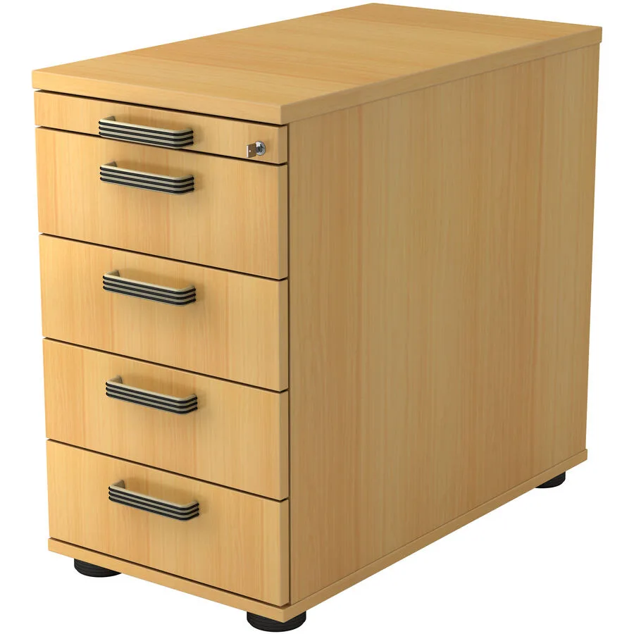 Standcontainer Office buche/Aluminium gebürstet Holzwerkstoff B 42.8 H 76 cm