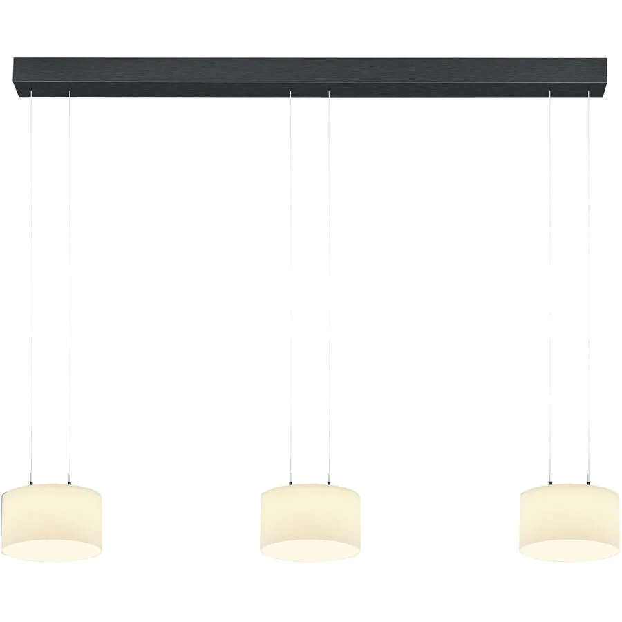 Designer-Pendellampe Bankamp Grand opal anthrazit 3-flammig - Farbe: Anthrazit eloxiert - LED - Lichtfarbe: Extra warmweiss - Material: Aluminium/Glas