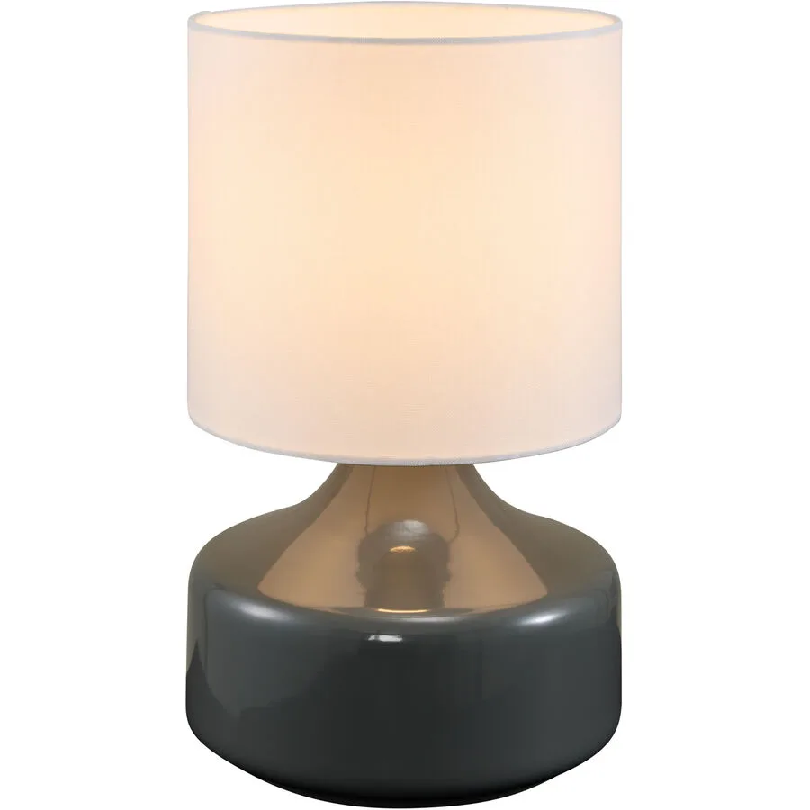 Tischlampe Nil Metall/Stoff grau glänzend Ø 20cm E27