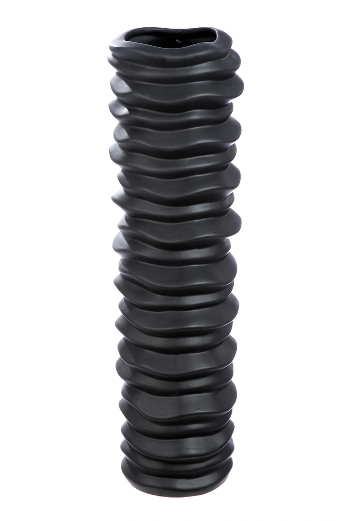 Gilde Vase Rillo Keramik Schwarz H: 58 cm | Schubiger Möbel