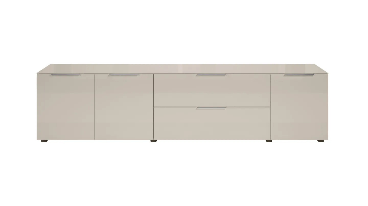 TV-Lowboard Beige-Kaschmir - Glas - 226 cm - SANTORIN