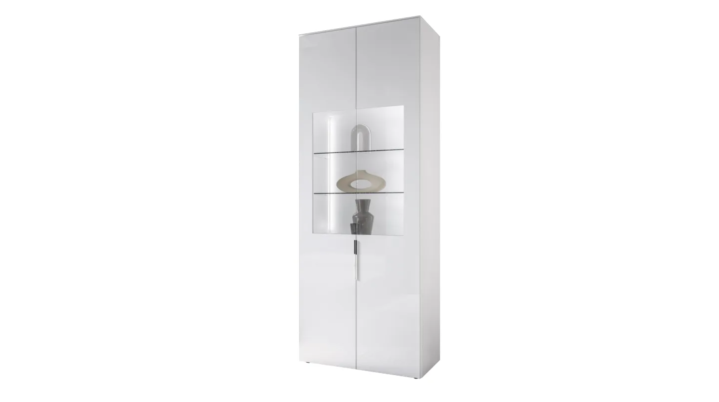 Vitrine mit Beleuchtung weiß - Glasfront - Breite 75 cm - SANTORIN