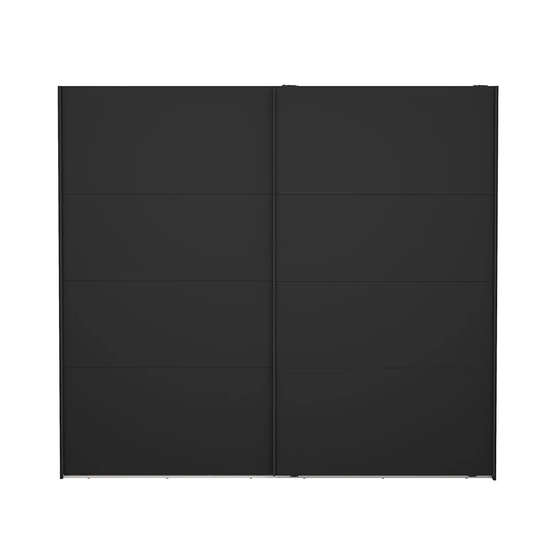 Catania Kleiderschrank 221x244x67cm, 2 Schiebetüren matt schwarz.